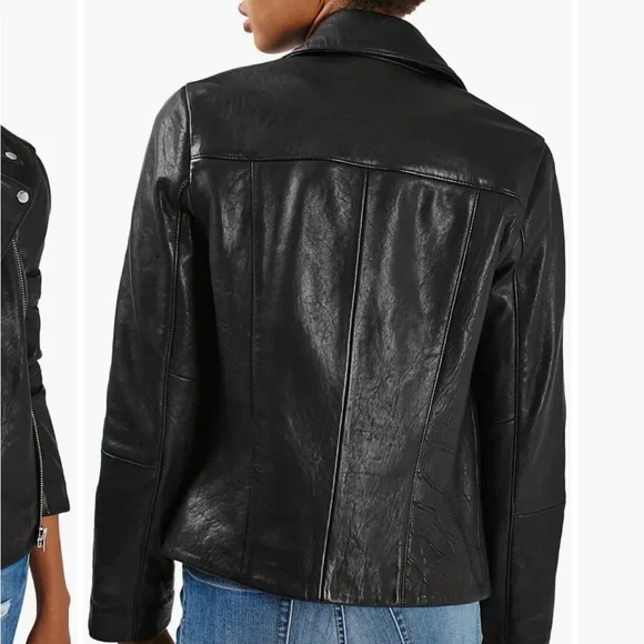 🖤 Gorgeous TOPSHOP 100% genuine leather motorcycle jacket - UK 10 / US 6